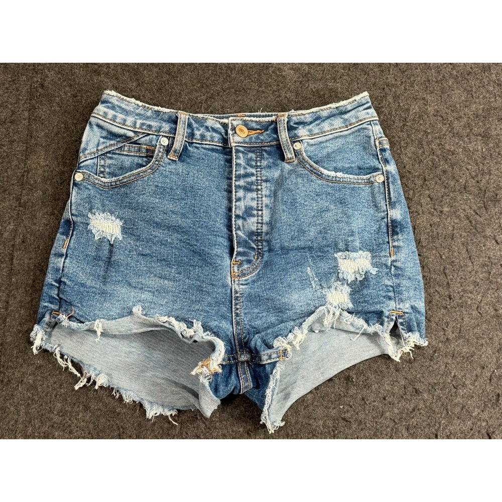 Free People WE THE FREE Cut Off Denim Shorts Size‎ 26 Distressed Button Fly